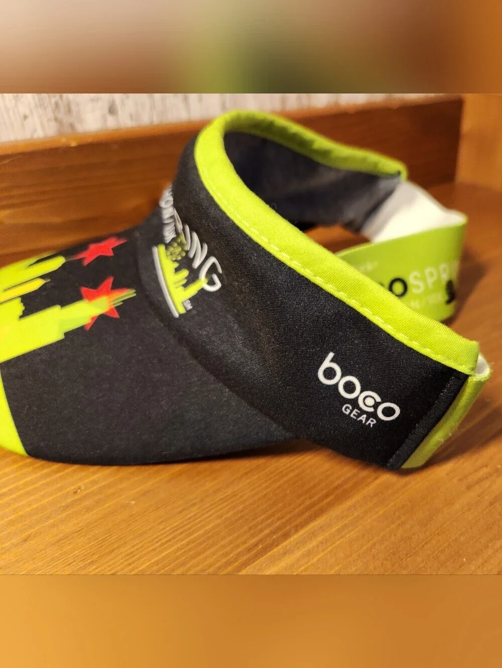 Boco Gear Neon Green Black Lifetime Spring Chicago Half Marathon Running Visor
